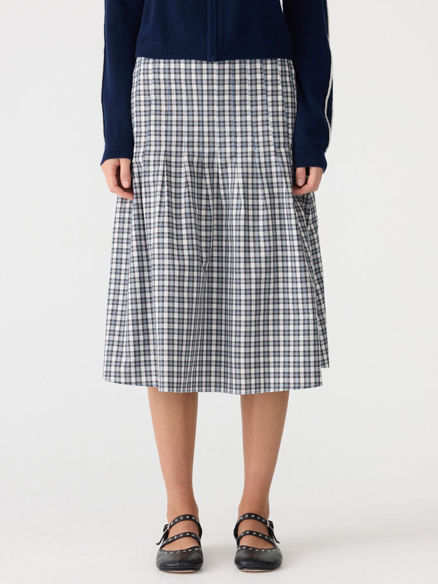 Pleat Check Pinstitch Skirt – BASSIKE