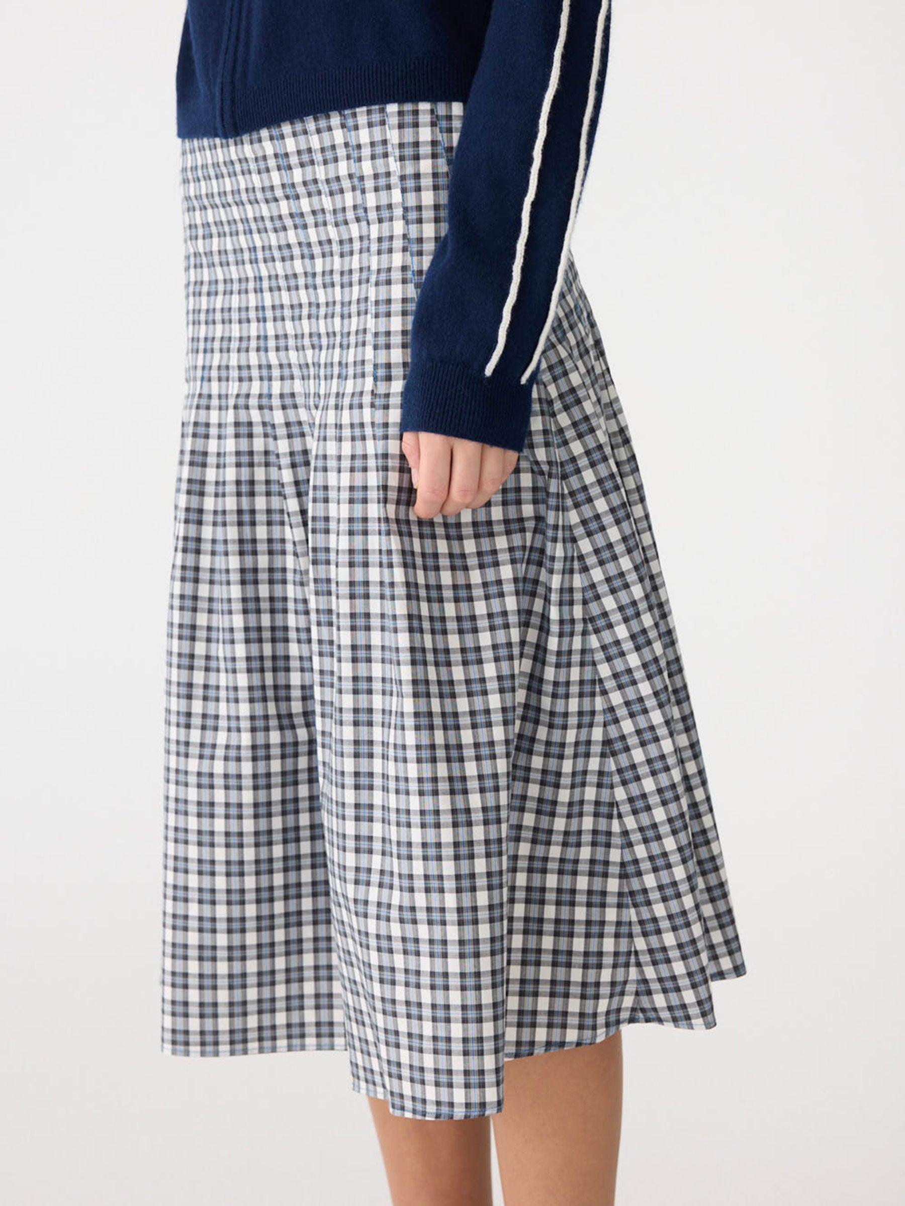 Pleat Check Pinstitch Skirt – BASSIKE