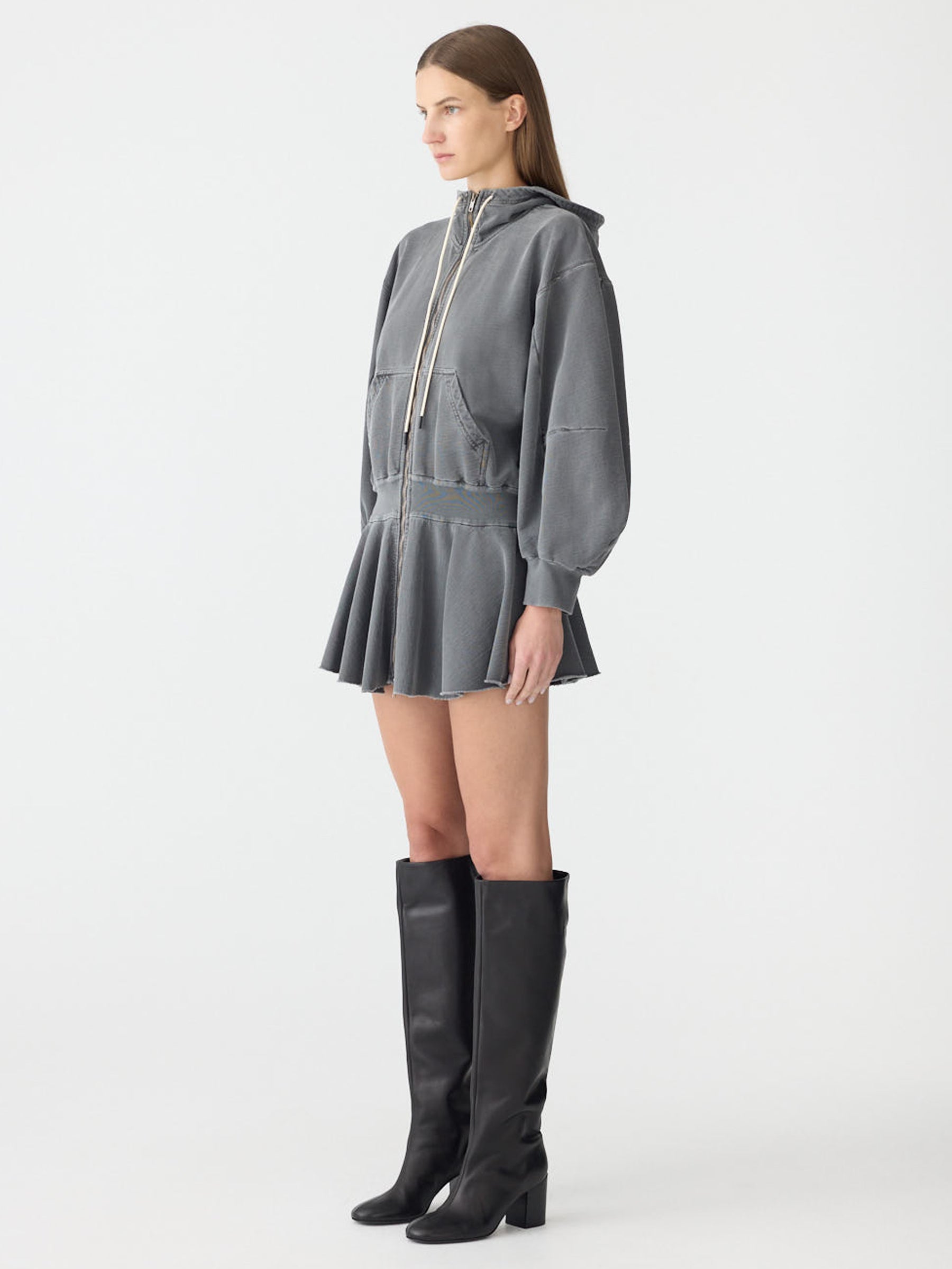 peplum sweatshirt dress Fleece Peplum Hoodie Dress BASSIKE