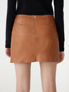 raw detail leather mini skirt