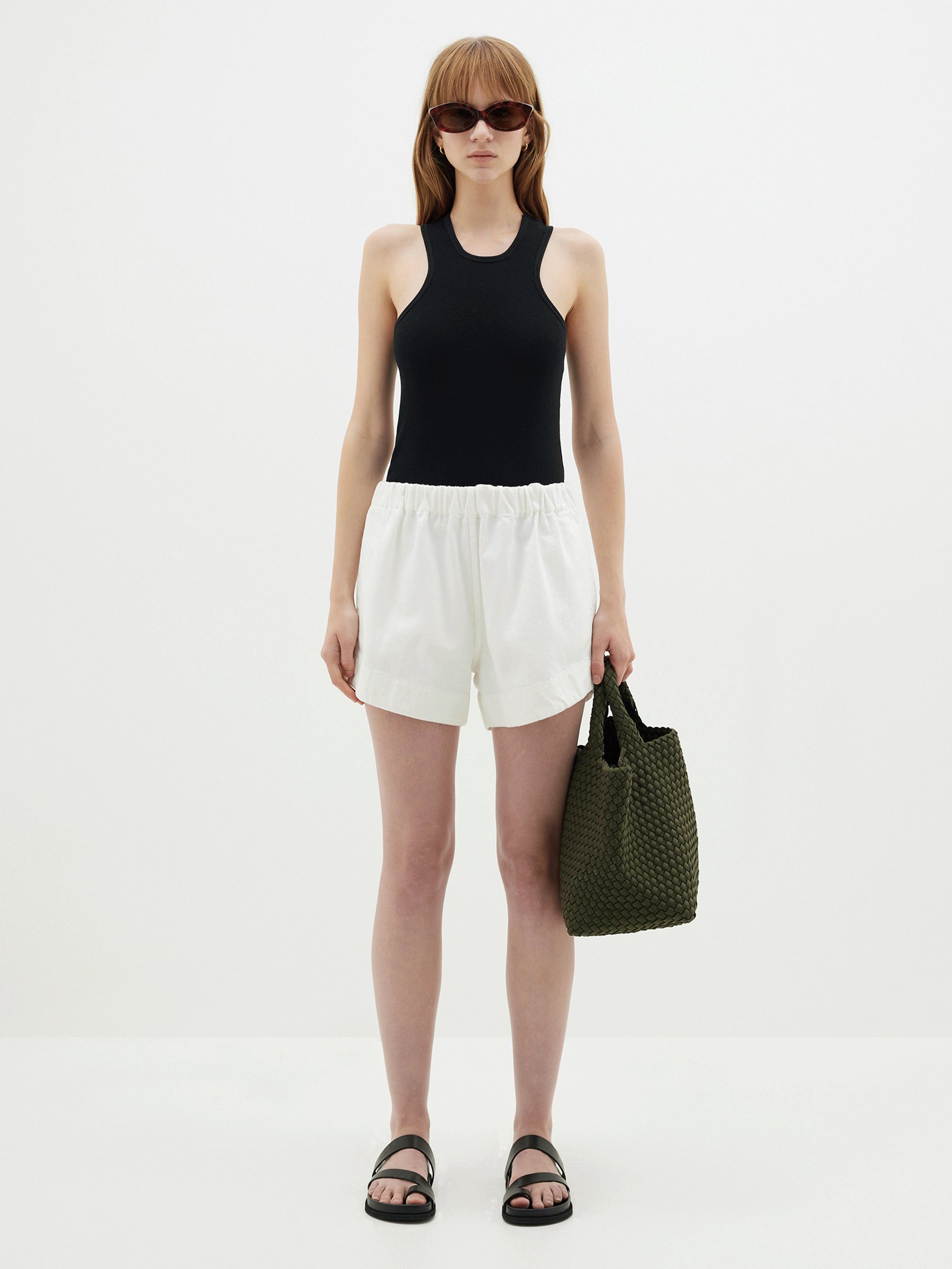 denim pull on mini short