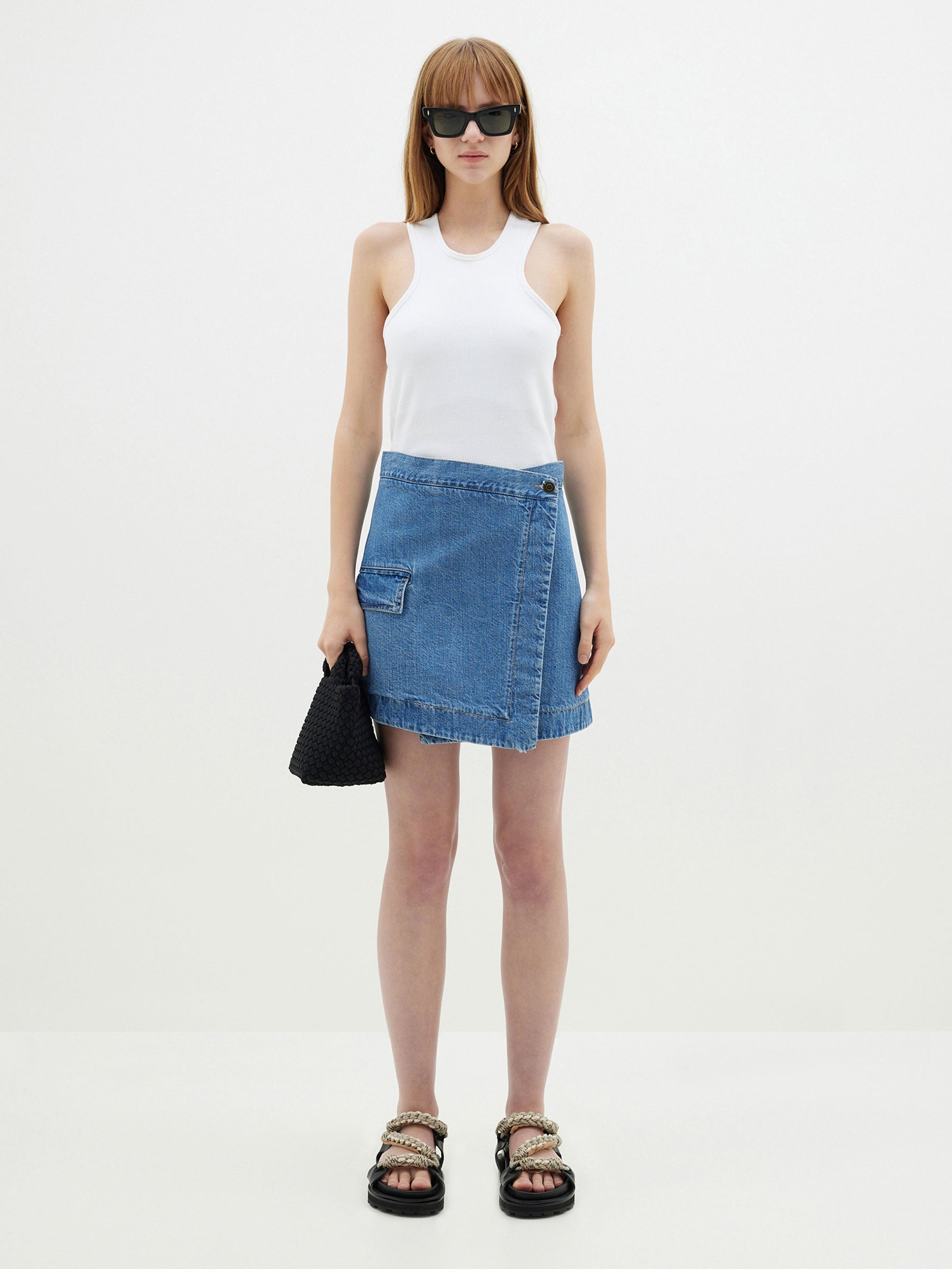 Denim Skort for Women High Waisted Wrap Front Asymmetrical Summer Jean  Denim Skort Skirt Shorts with Pocket