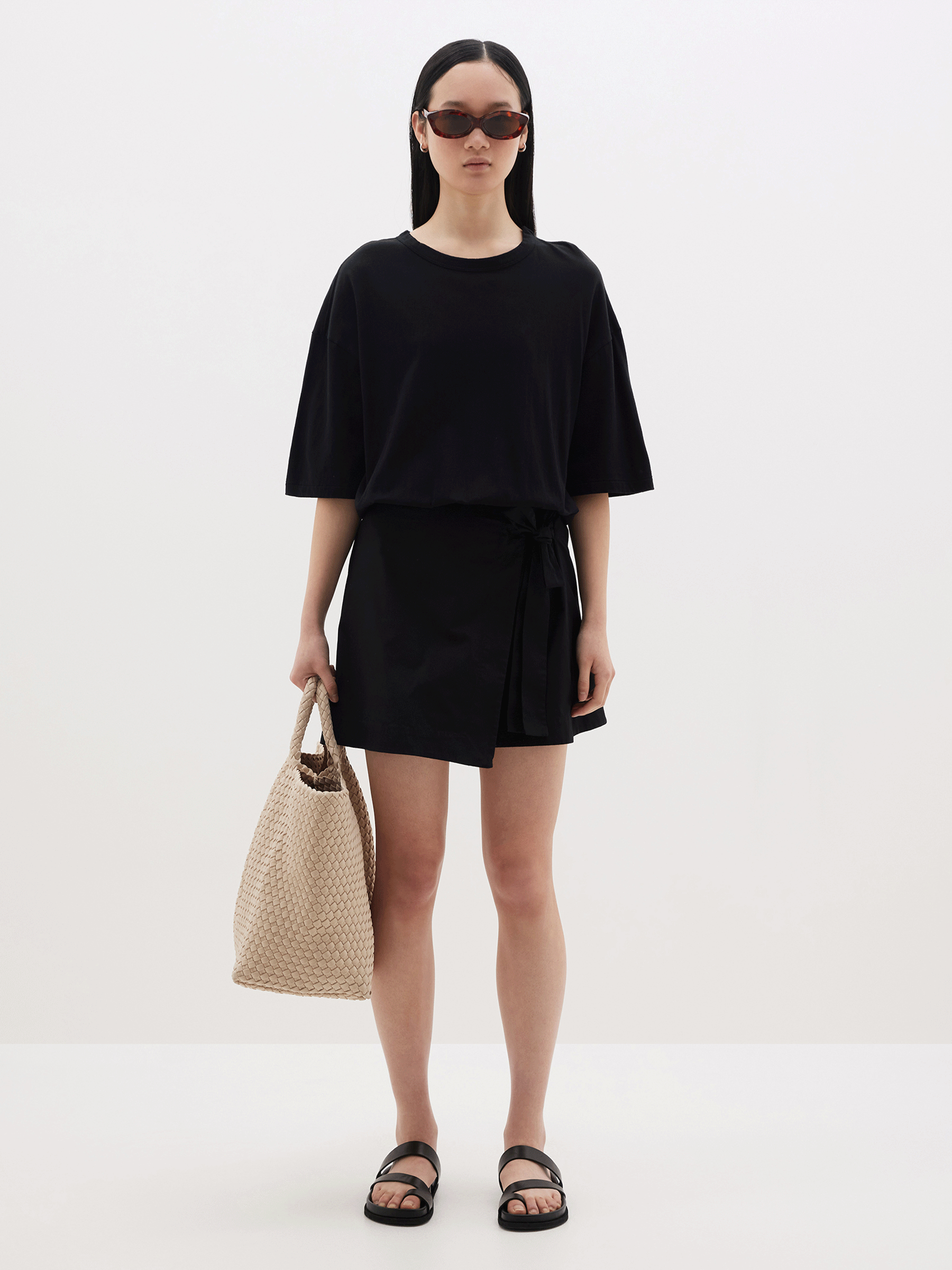 contrast mini wrap dress