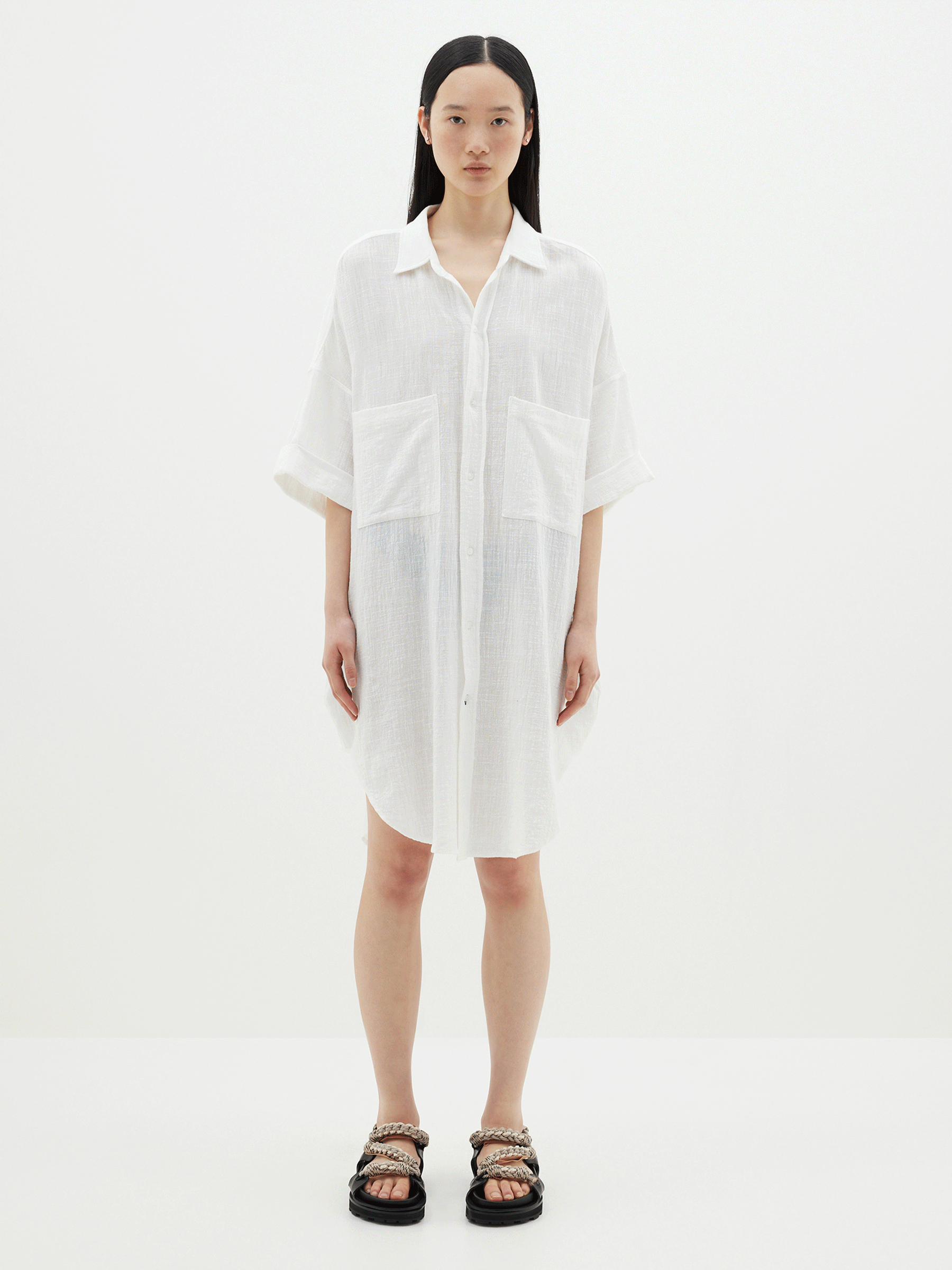 Oversized collar cheap shirt dress