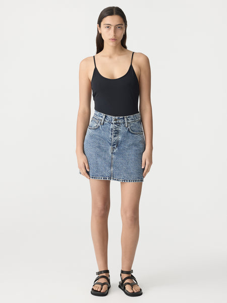 【Anyone more】Abyss Washing Denim Mini Skirt Denim Mini Skirt – BASSIKE