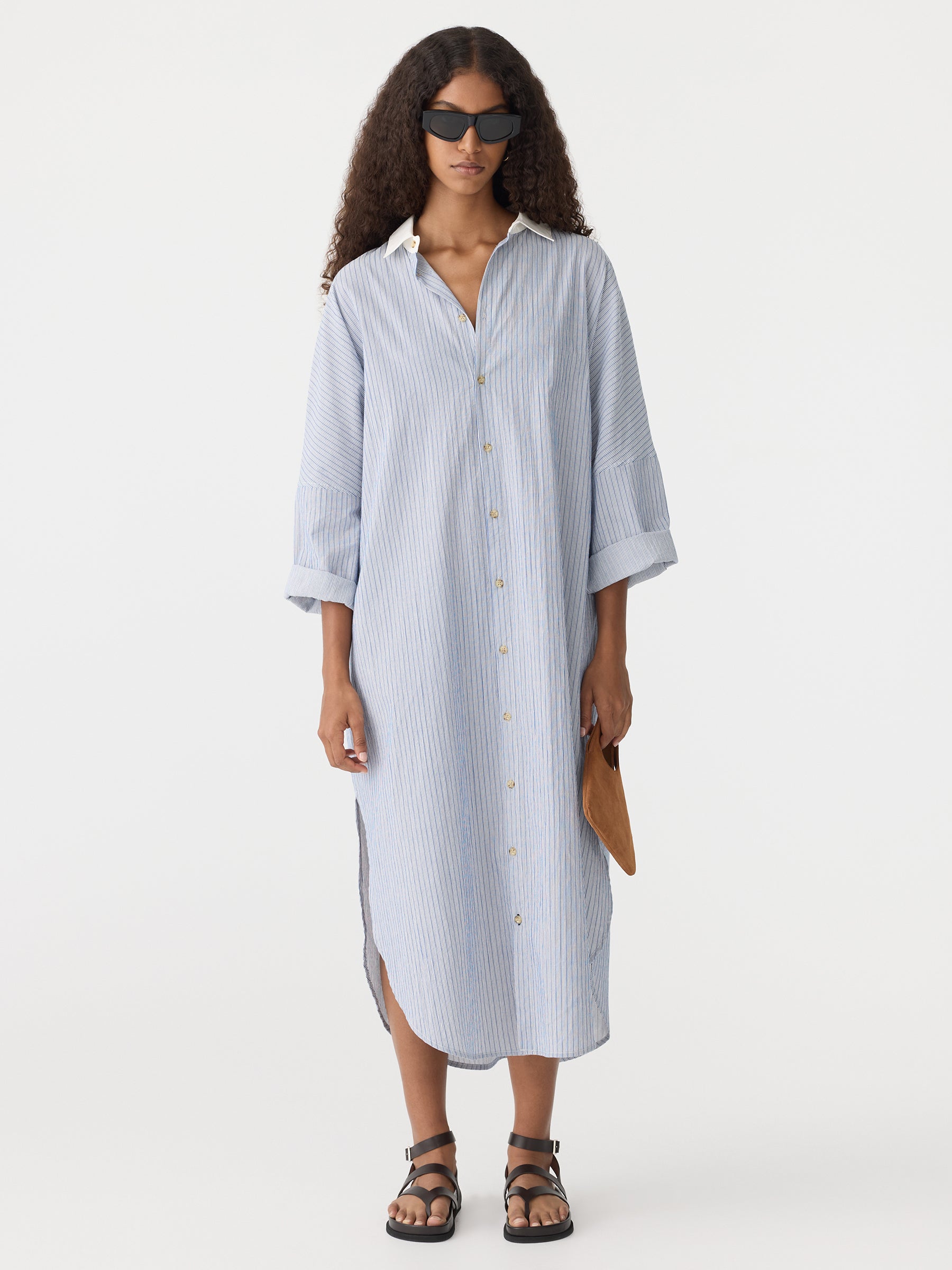 Dobby Stripe Shirt Dress