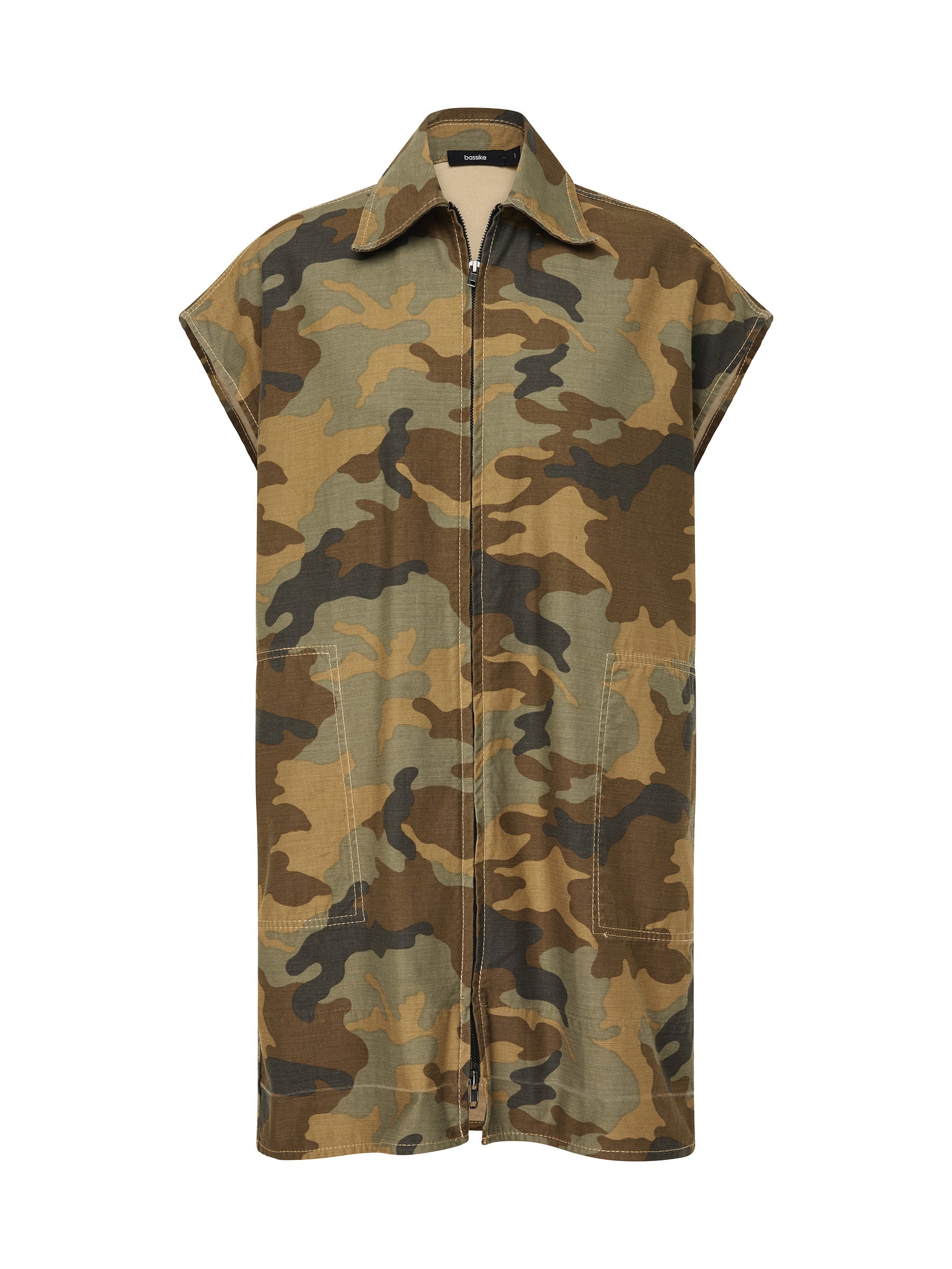 camo zip front dress bassike