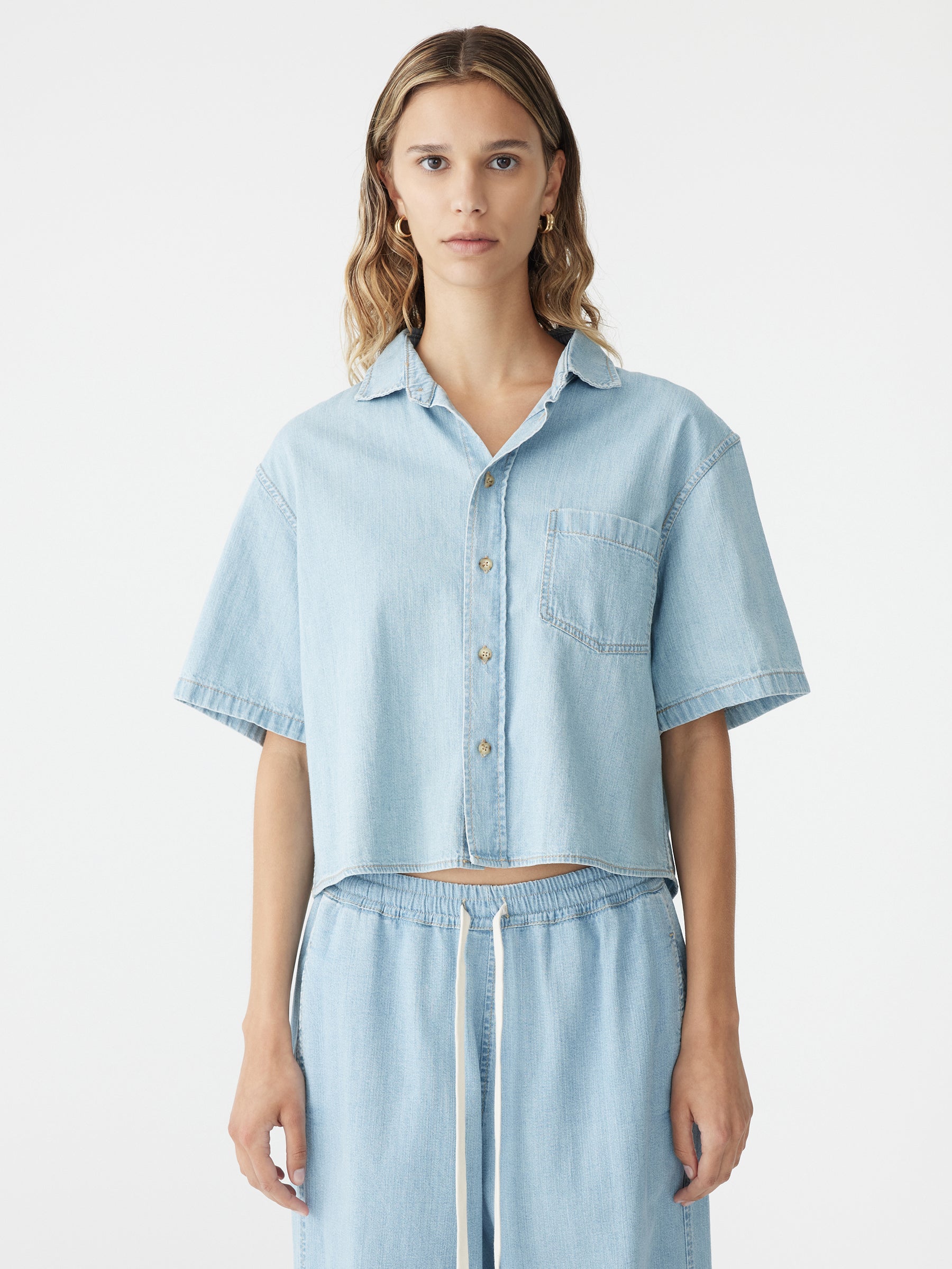 Organic Denim Cropped Shirt – BASSIKE