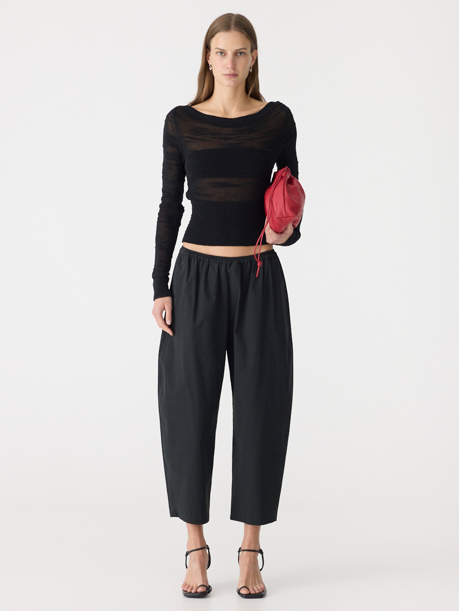 Cotton Crop Gathered Pant