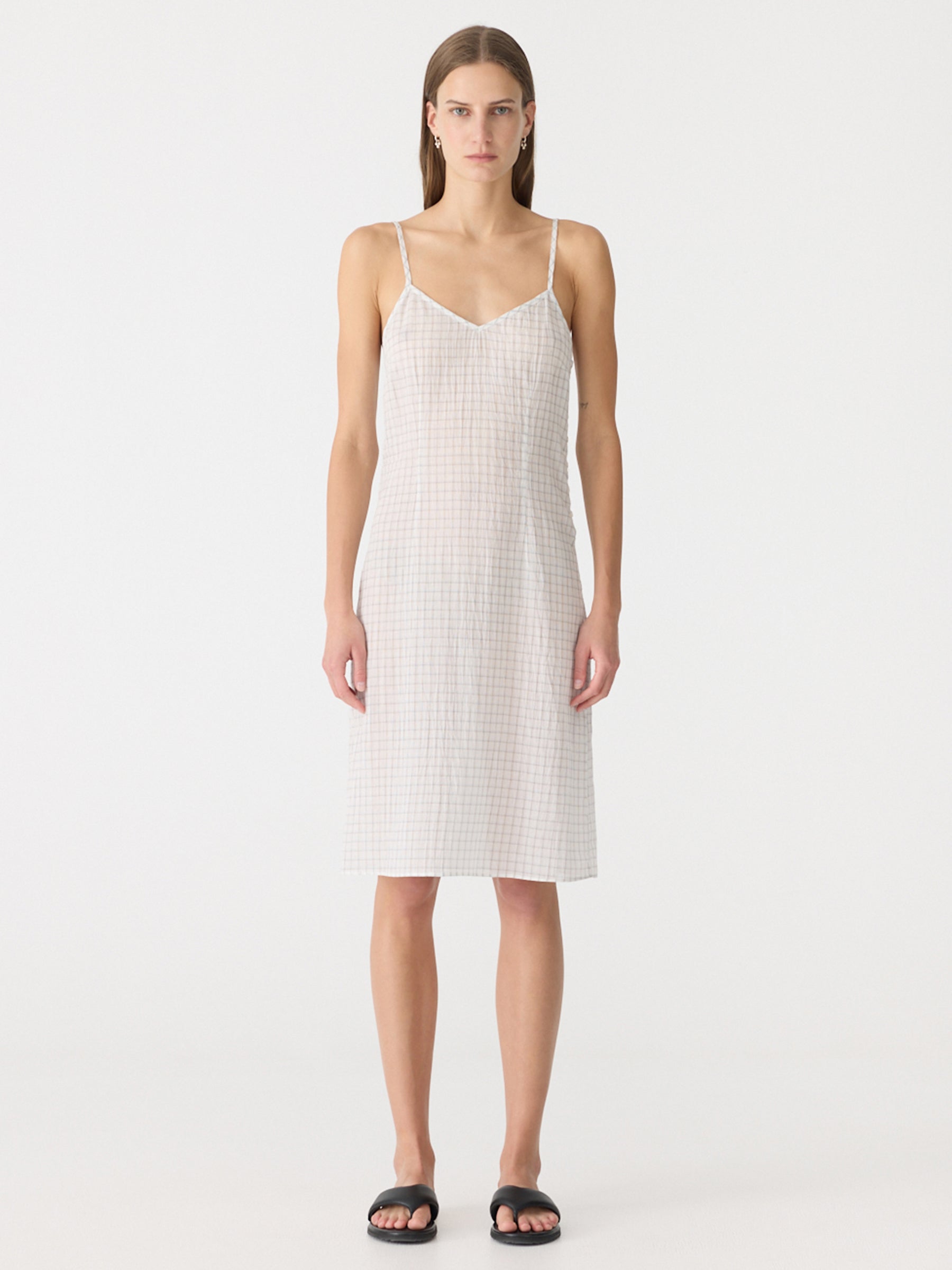 Fine Check Slip Dress