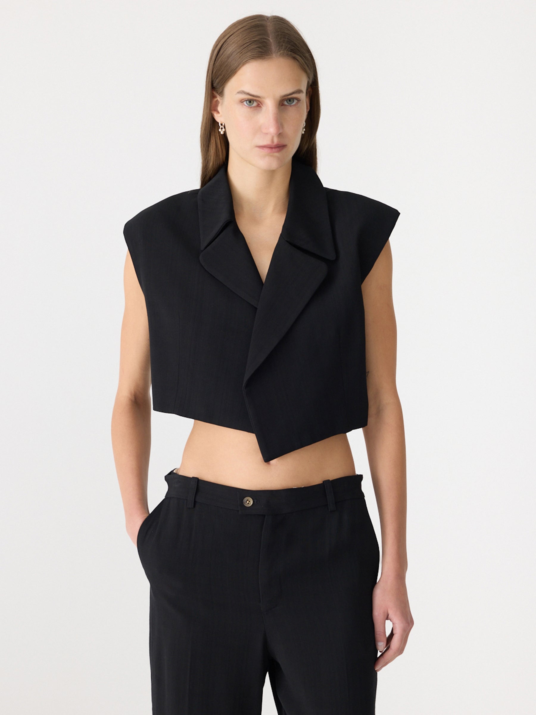 Cropped Tailored Vest – BASSIKE Cropped Tailored Vest – BASSIKE