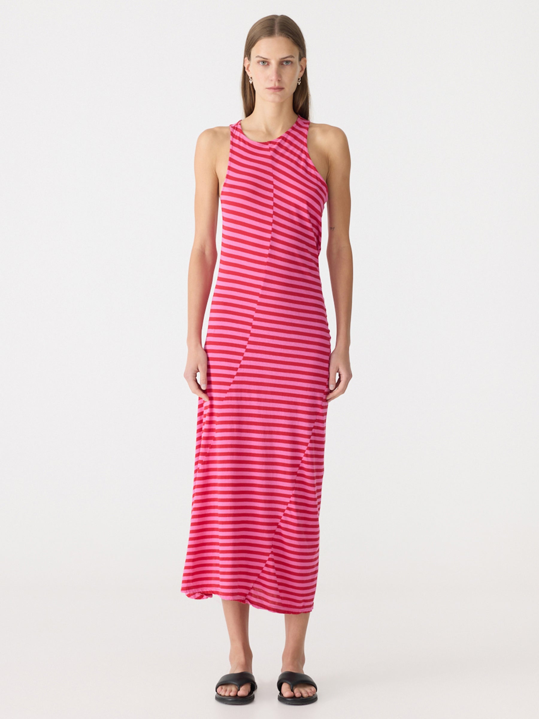 Stripe Asymmetric Tank Dress
