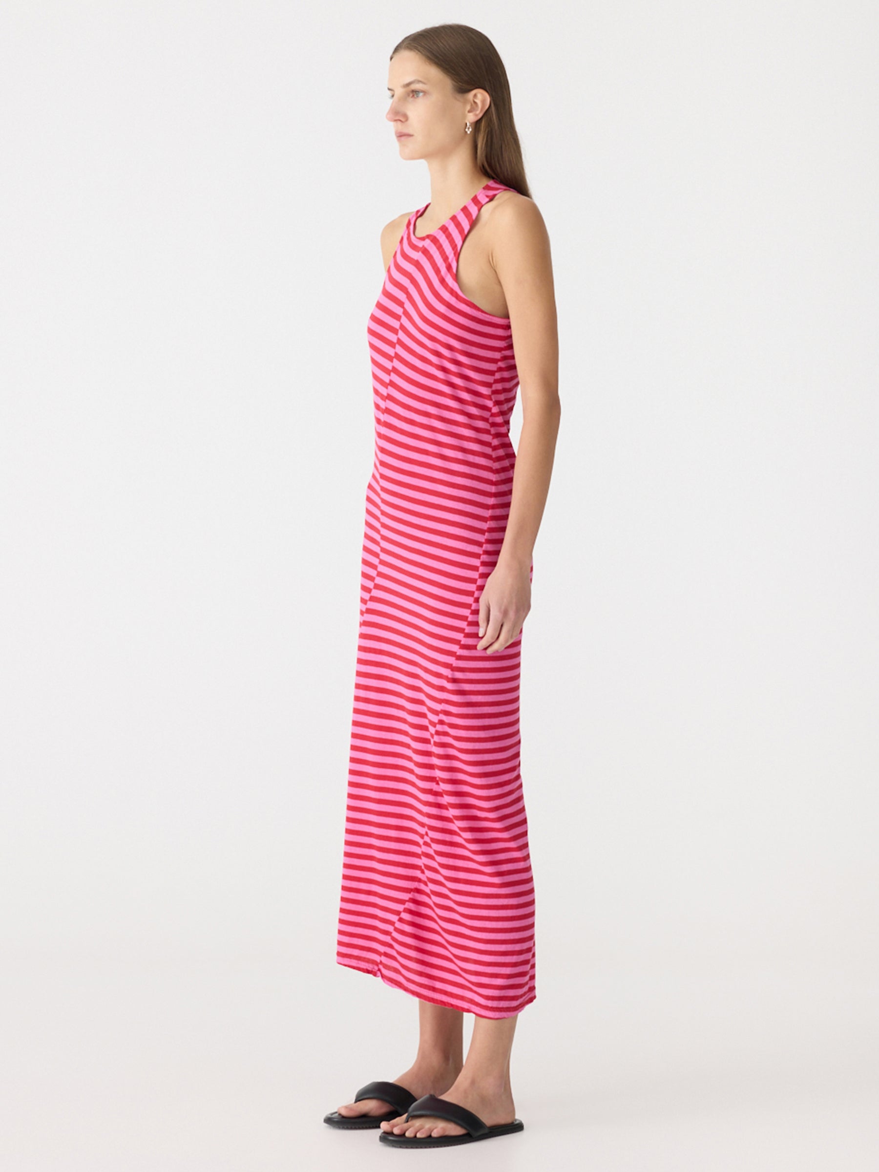 Stripe Asymmetric Tank Dress