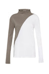 contrast raised neck long sleeve t.shirt