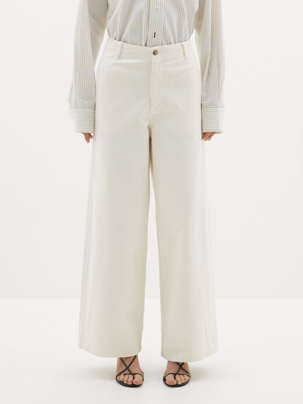 cotton twill wide leg pant