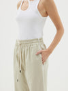 twill scalloped hem pant