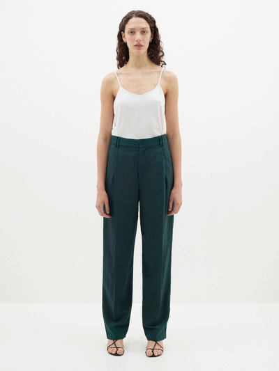 pleat front linen pant