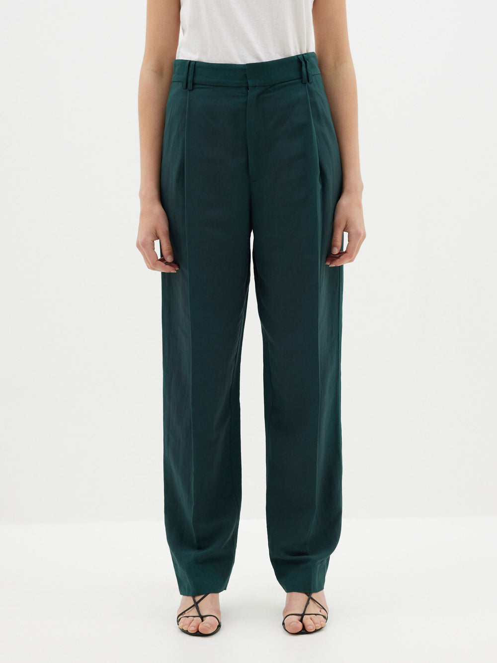 pleat front linen pant