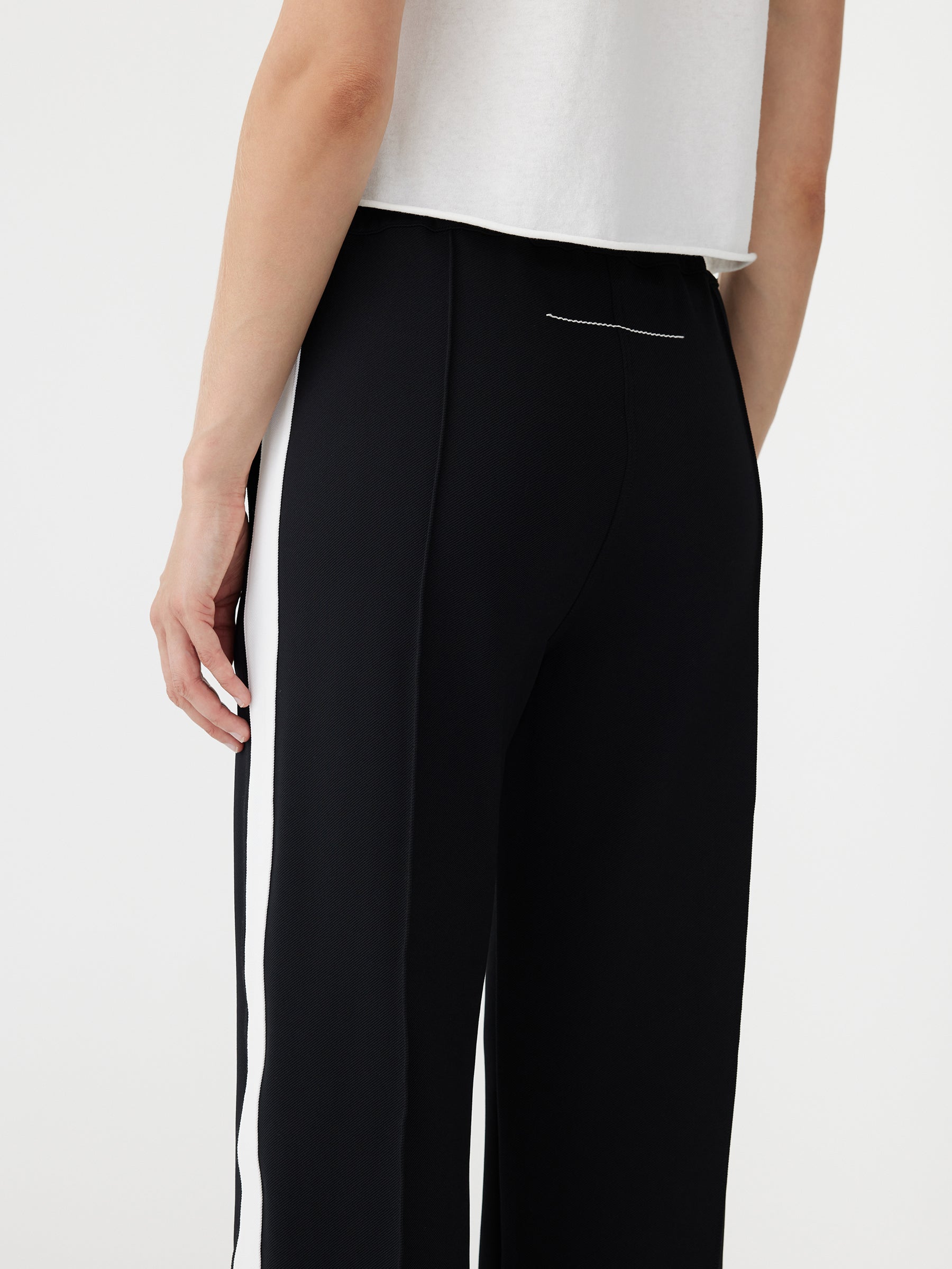 Black dress pants with white stripe down side deals