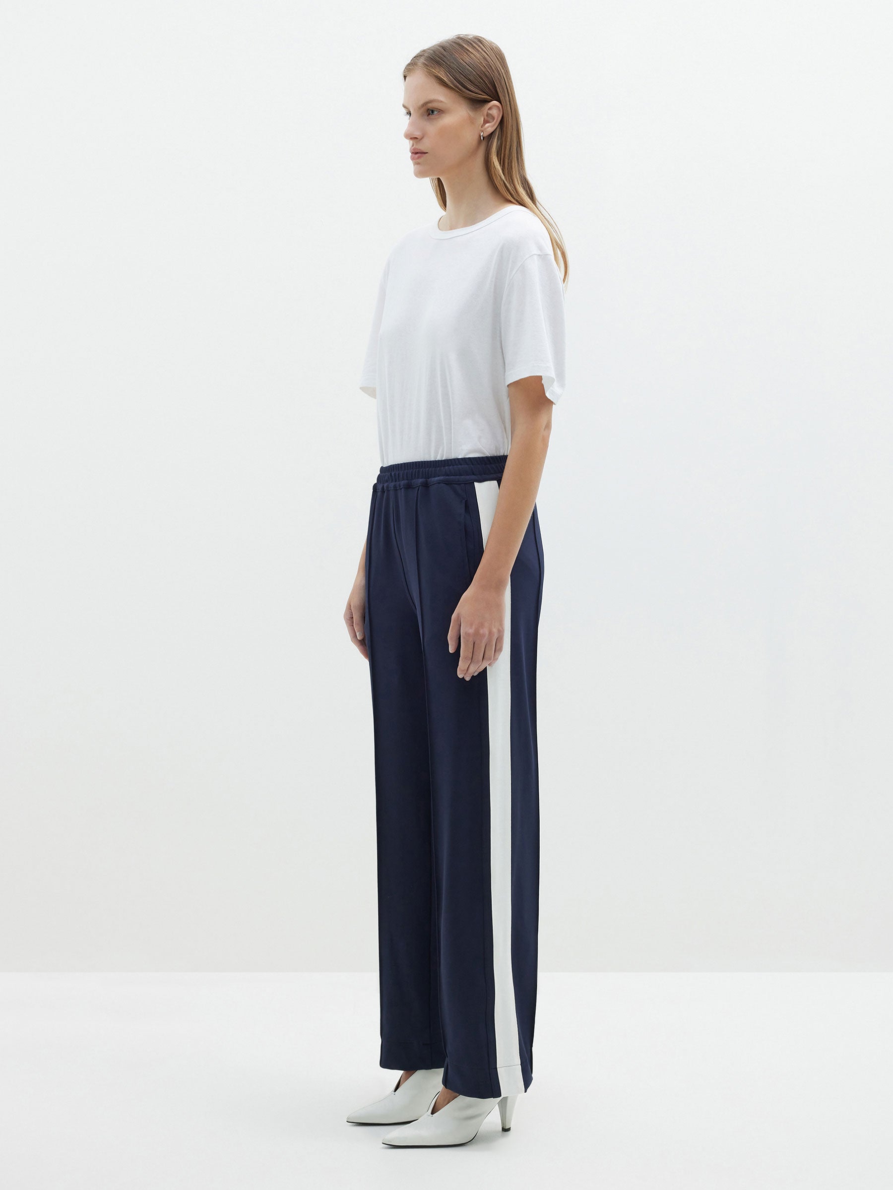 Washed Twill Stripe Slit Pull-On Pants main image 0