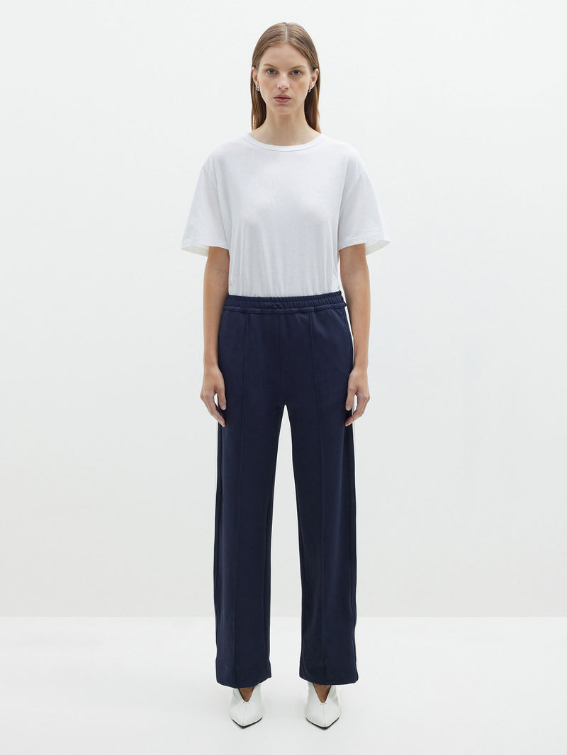 Girls Black Twill White Contrast Thread Straight Pants-NVPANT51199 main image 0