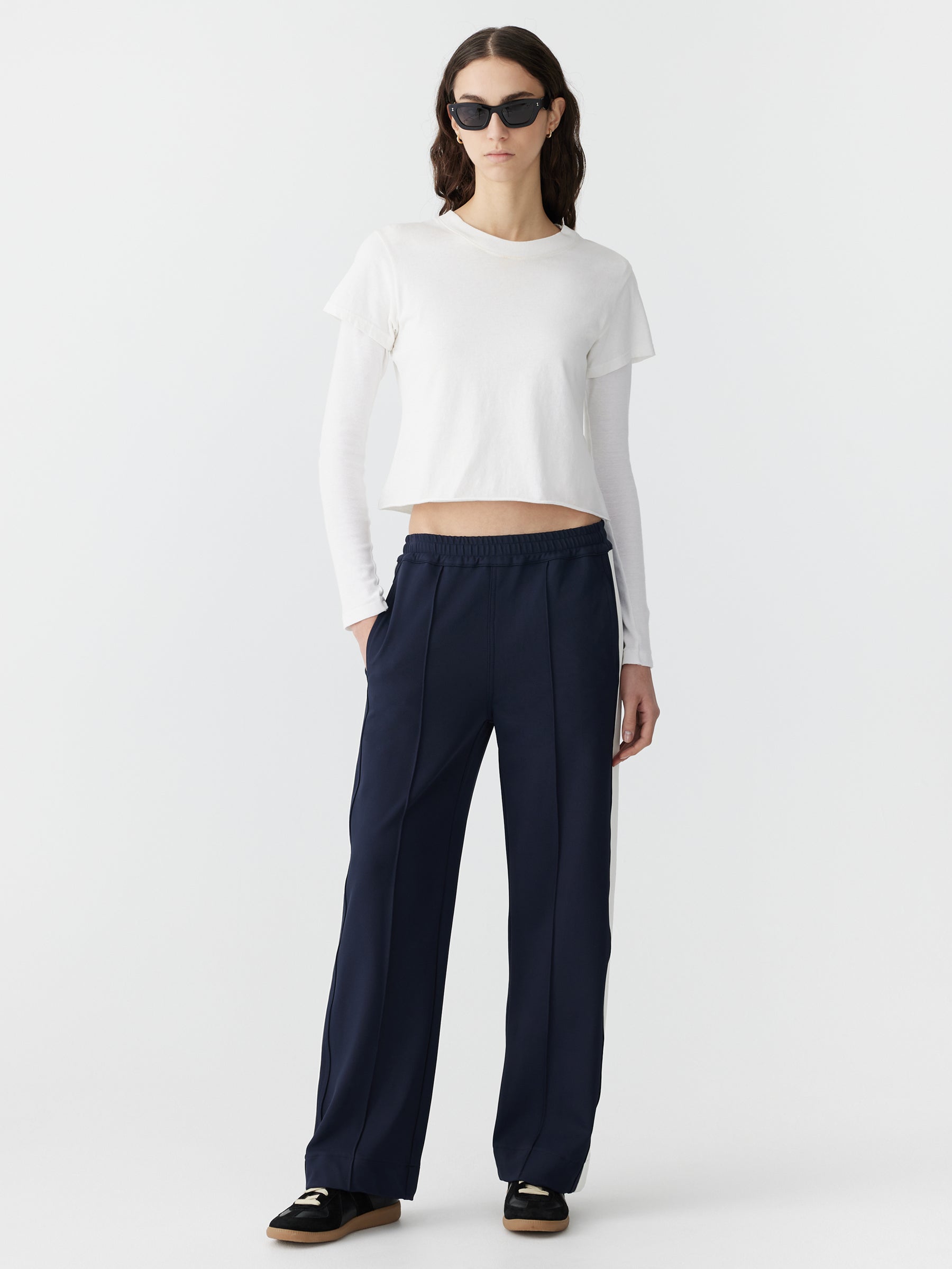 Washed Twill Stripe Slit Pull-On Pants main image 1
