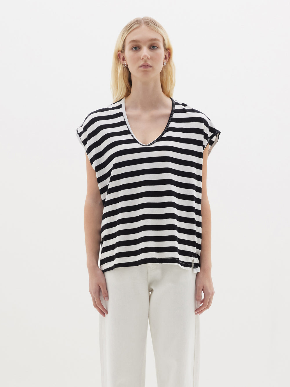 stripe scoop neck tank