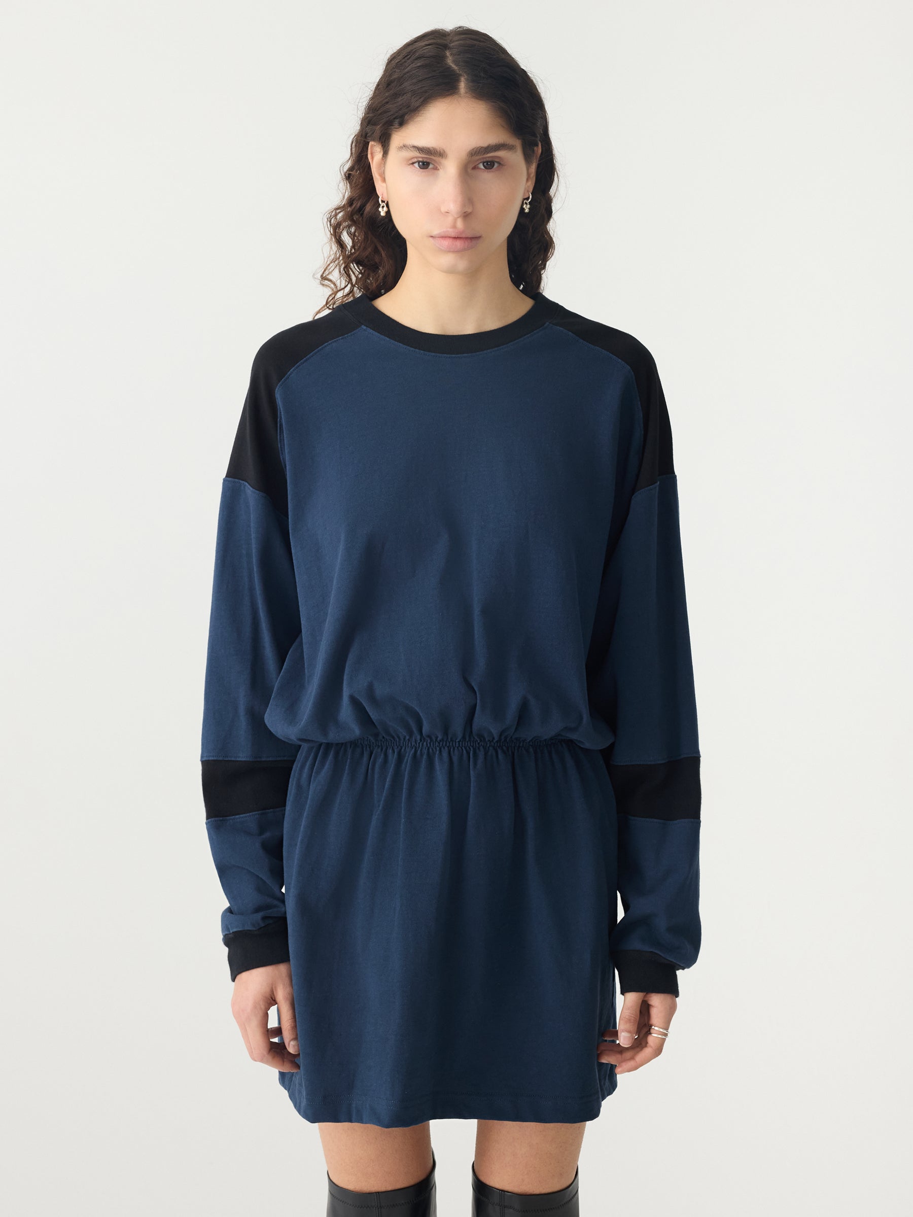 Paneled Long Sleeve T-Shirt Dress BASSIKE Paneled Long Sleeve T-Shirt Dress BASSIKE