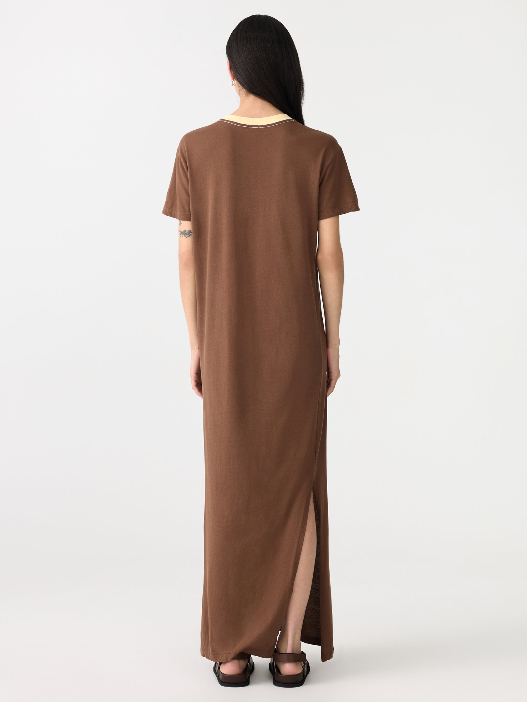 V Neck Longerline Short Sleeve Dress BASSIKE V Neck Longerline Short Sleeve Dress BASSIKE