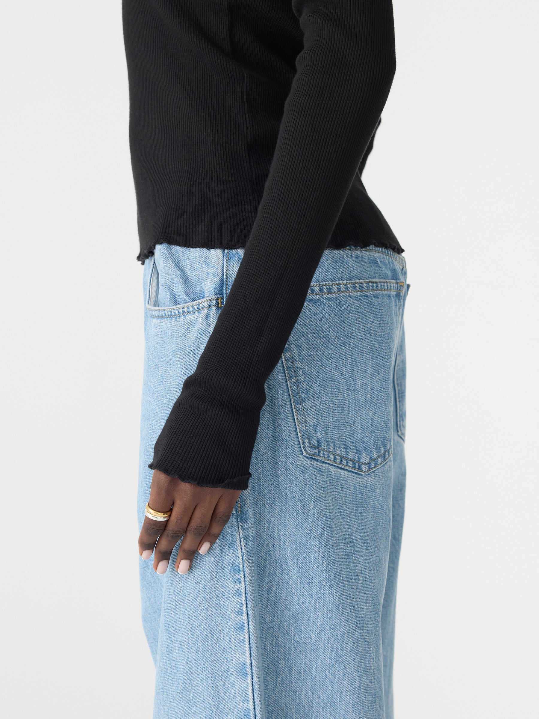 Slim Rib Lace Long Sleeve Top – BASSIKE
