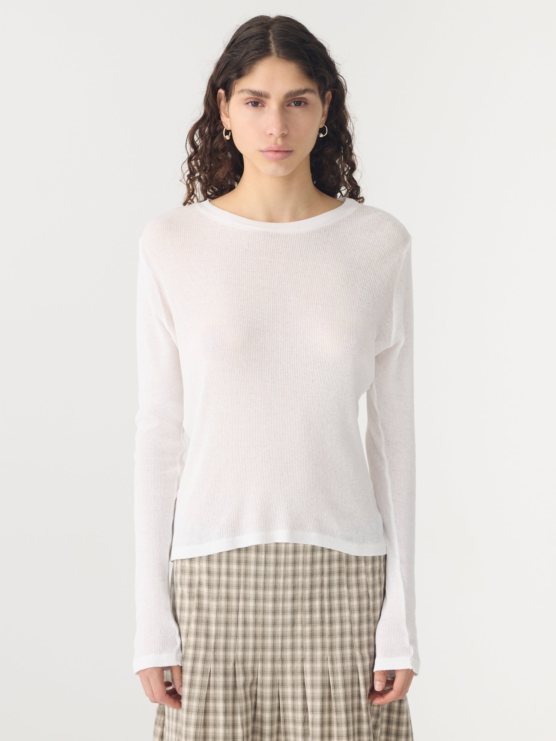 Sheer Rib Long Sleeve T-Shirt
