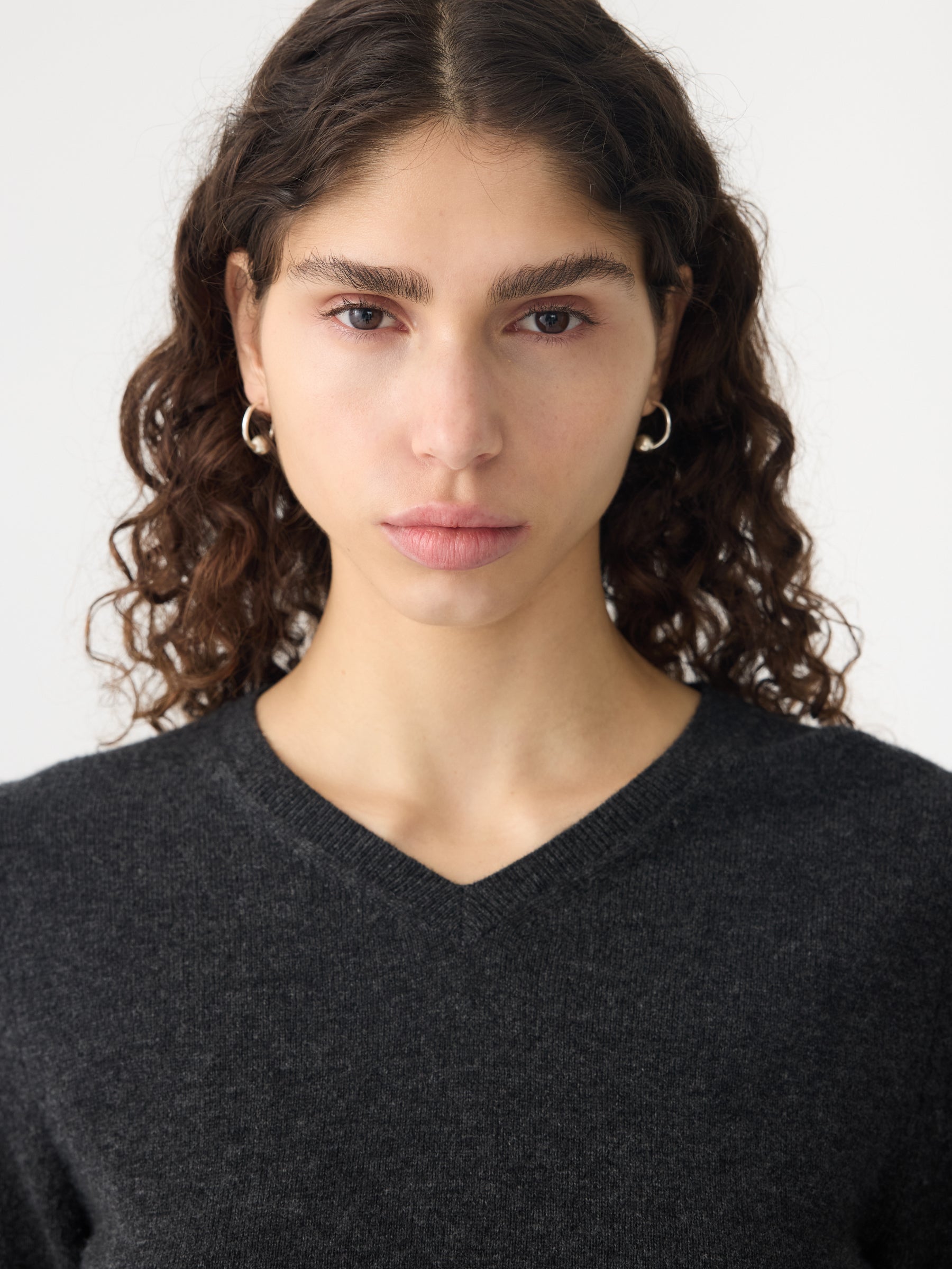 Slim High V Neck Knit