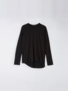 bassike wide heritage french seam long sleeve t.shirt in black