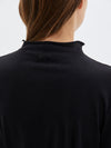 bassike raised neck slim long sleeve dress in black