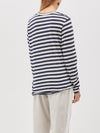 bassike wide heritage french seam long sleeve t.shirt in undyed-navy-blue