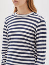 bassike wide heritage french seam long sleeve t.shirt in undyed-navy-blue