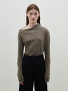 asymmetric neck long sleeve t.shirt