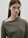 asymmetric neck long sleeve t.shirt