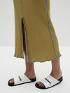 drapey rib split front skirt