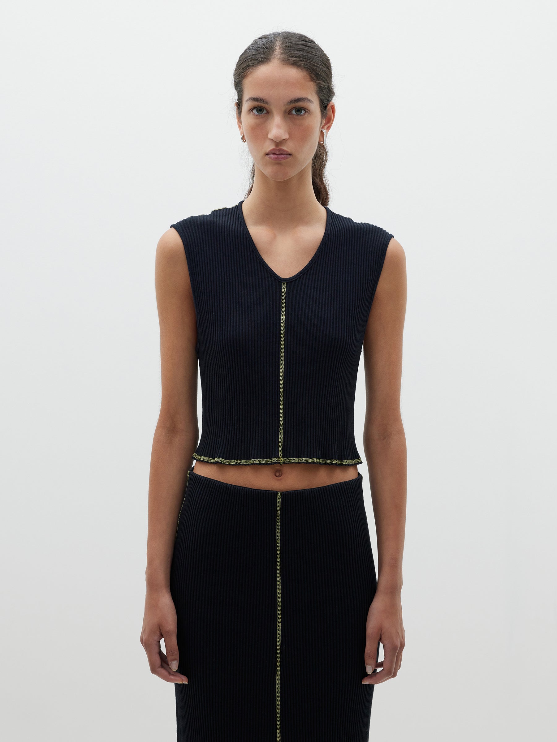 Contrast V-Neck Eyelet Tank- ONLINE ONLY 2-10 DAY SHIPPING – Day