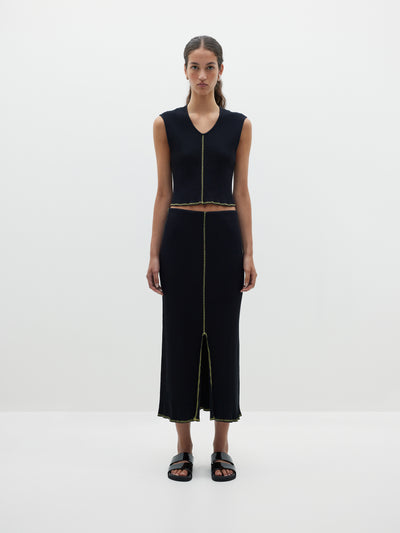 contrast drapey rib v neck tank