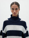 wide stripe turtleneck knit