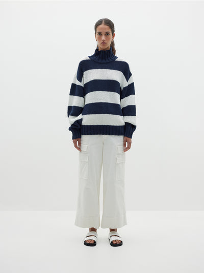 wide stripe turtleneck knit