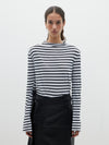 striped raised neck long sleeve t.shirt