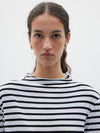 striped raised neck long sleeve t.shirt