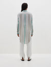 stripe gauze longerline shirt