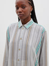 stripe gauze longerline shirt