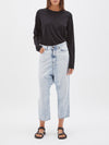 bassike wide heritage french seam long sleeve t.shirt in black