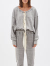 bassike gathered neck batwing sweat in grey marl