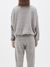 bassike gathered neck batwing sweat in grey marl